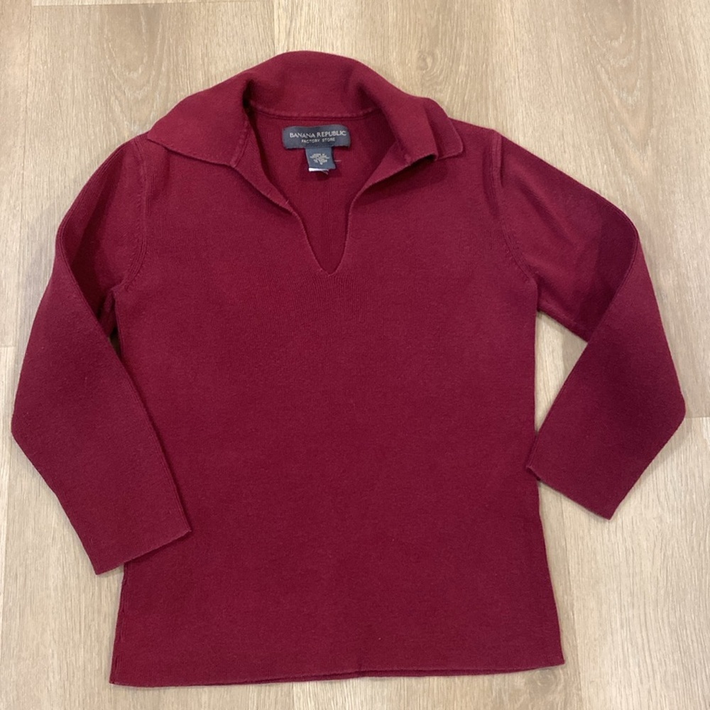 Banana Republic 2002 Fall Ribbed Dark Maroon Collared Shirt Size Small